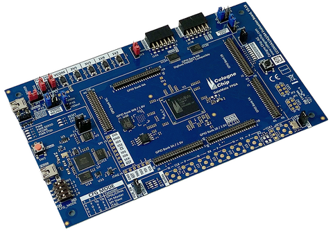 Cologne chip Gatemate FGPA eval board low res